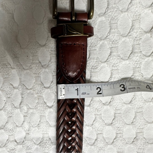 Nautica Men’s NWT Brown Leather Braided Belt Preppy Nautical Minimalist - Picture 13 of 15